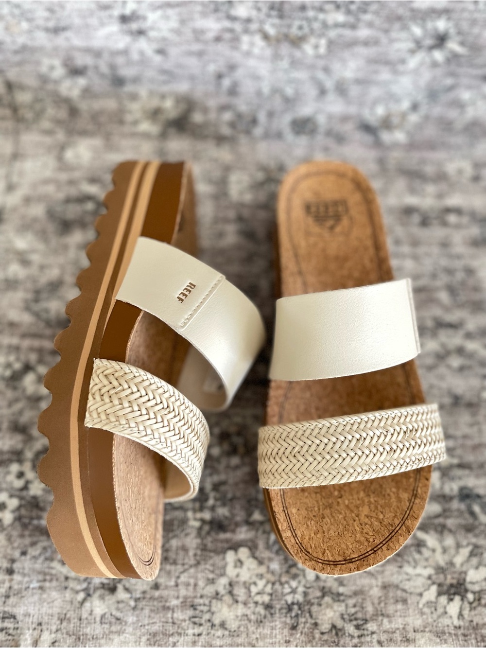 Reef Cushion Vista Platform Sandals Size 7 Tan Beige Cream - Picture 5 of 5